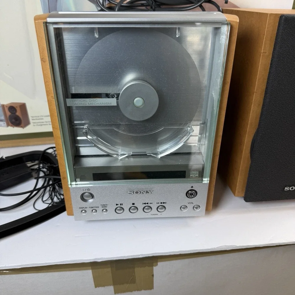 Sony CMT-EX1 Desktop Micro Hi-Fi CD System w/ Speakers Remote Box Tested